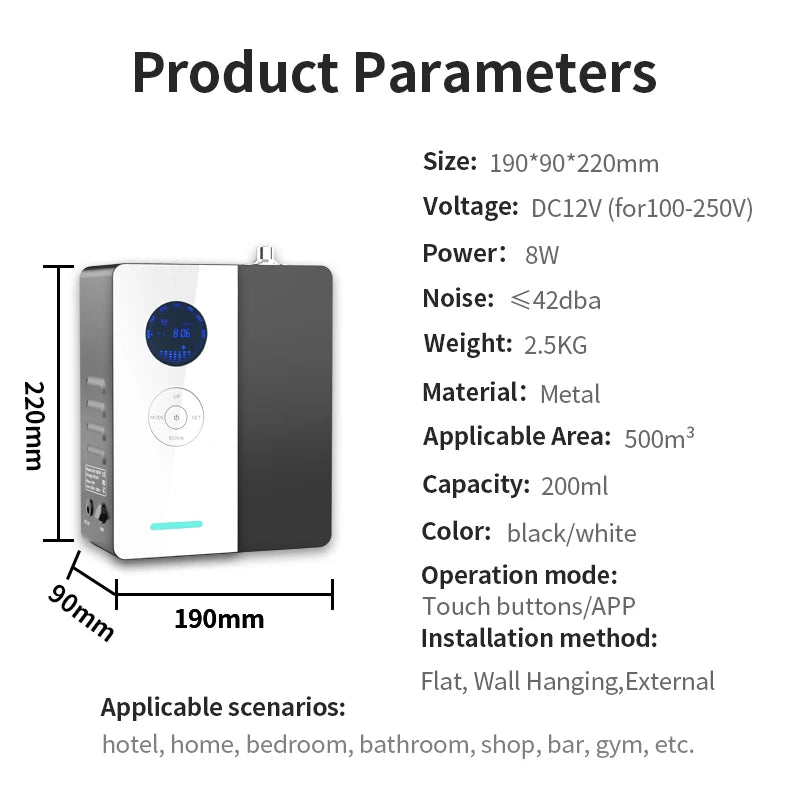 500m³ Hotel Aroma Essential Oil Diffuser Multi Segment Timing Air Freshener Room Fragrance Office Perfume Purifier Scent Machine