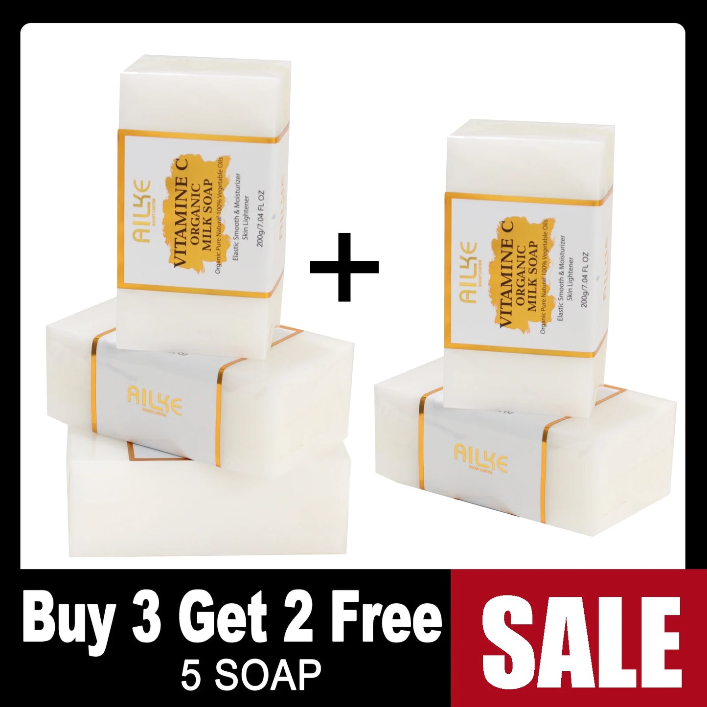 AILKE Vitamin C Set, Reduce Dark Spots, with Lightening Body Lotion, Even Tone Face Cream, Whitening Serum, Brightening Soap