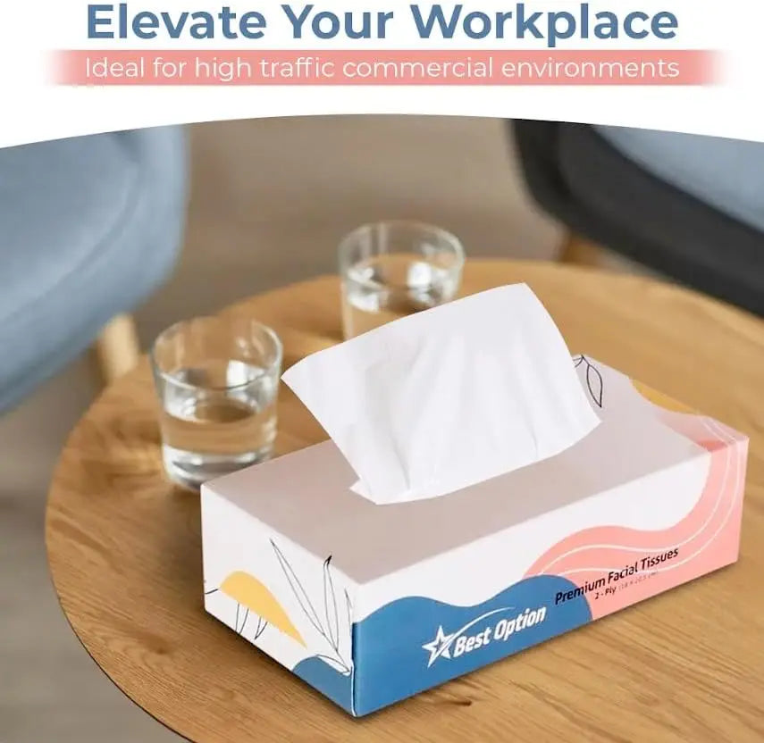 Soft 2-Ply Facial Tissue, White, 230-Count Box for Bathroom, Office, School, Bulk Pack of 12