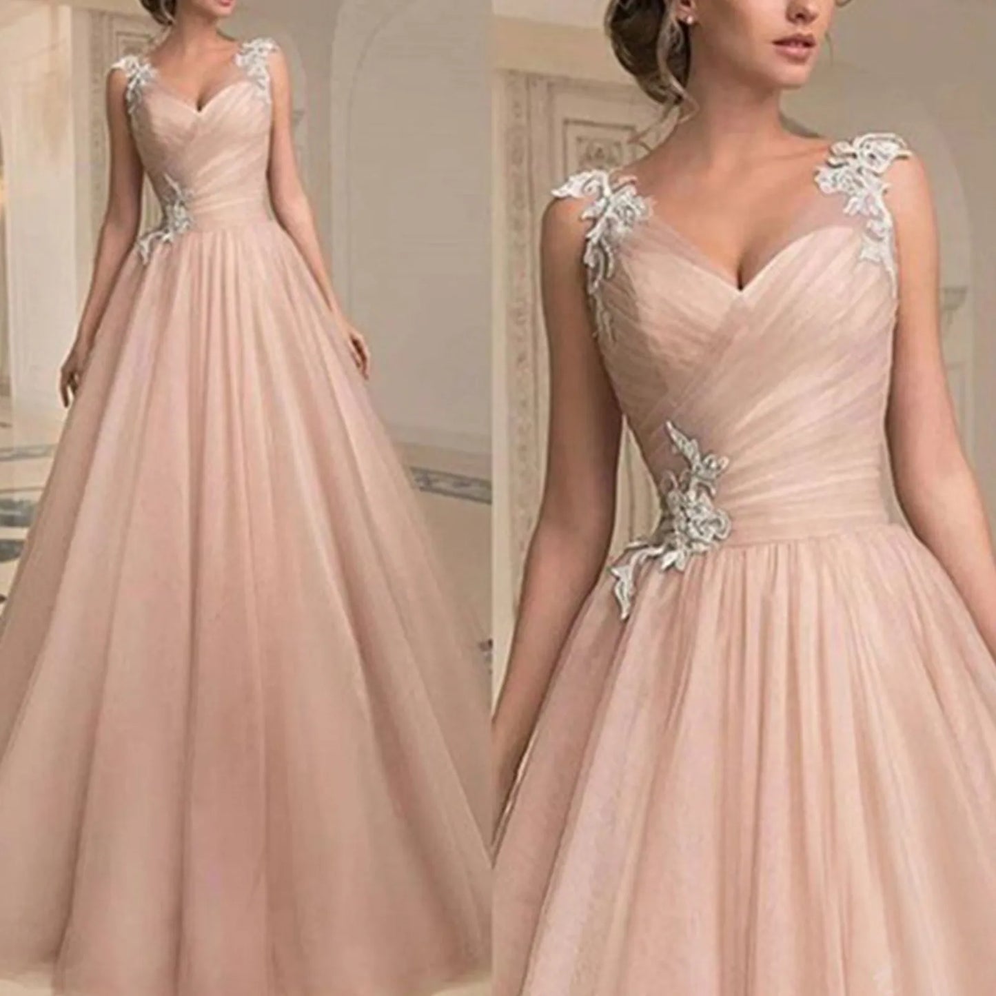 Elegant Dresses For Women  Women'S Elegant Evening For Wedding Lace Chiffon High Low Dress Woman Clothing