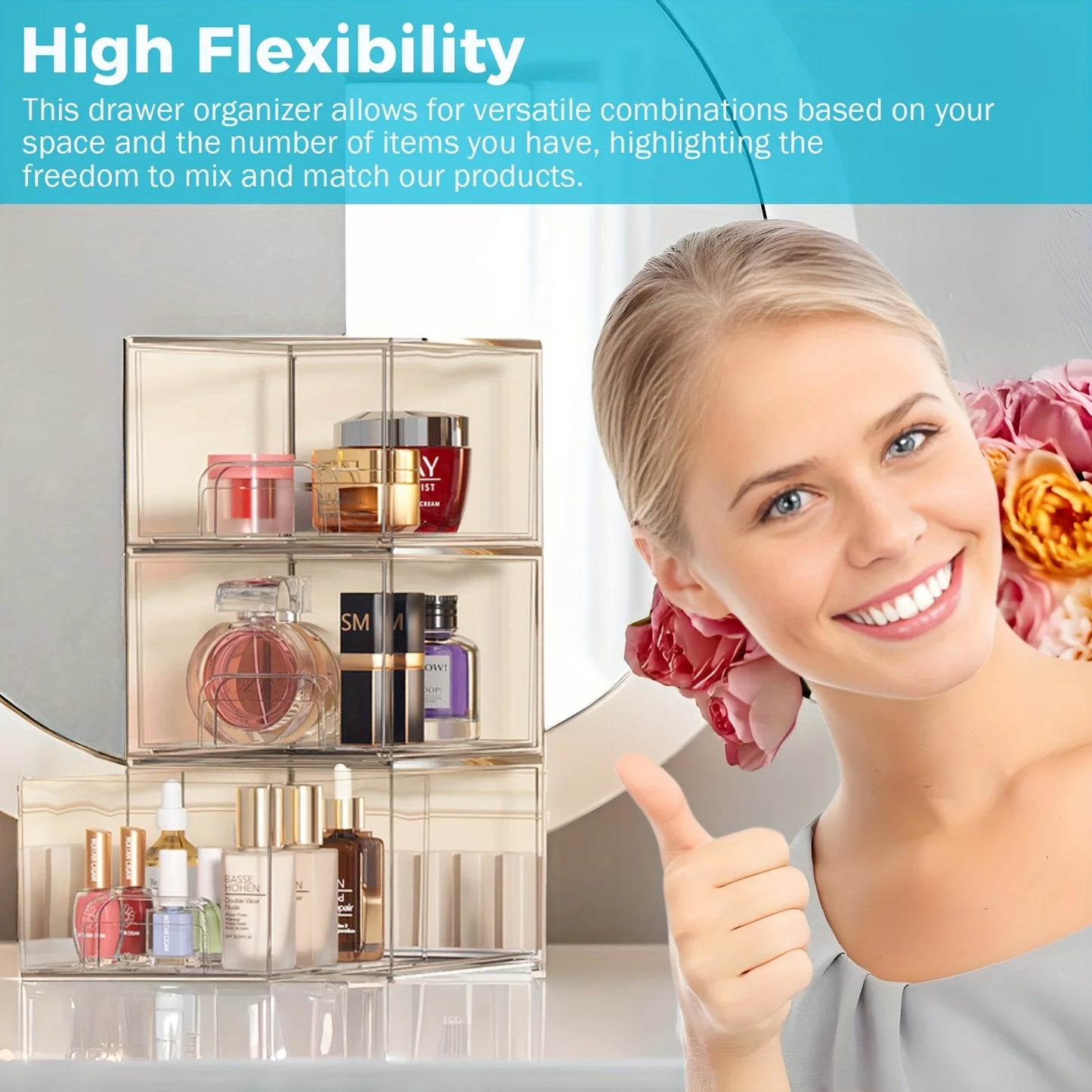 Bathroom Organizers And Storage - Pack Plastic Stackable Storage Drawers/Bins For The Vanity, Under The Sink, Countertop, Kitchen, And Laundry Room. Handy Tool Organizers And Storage For Girls And Women.