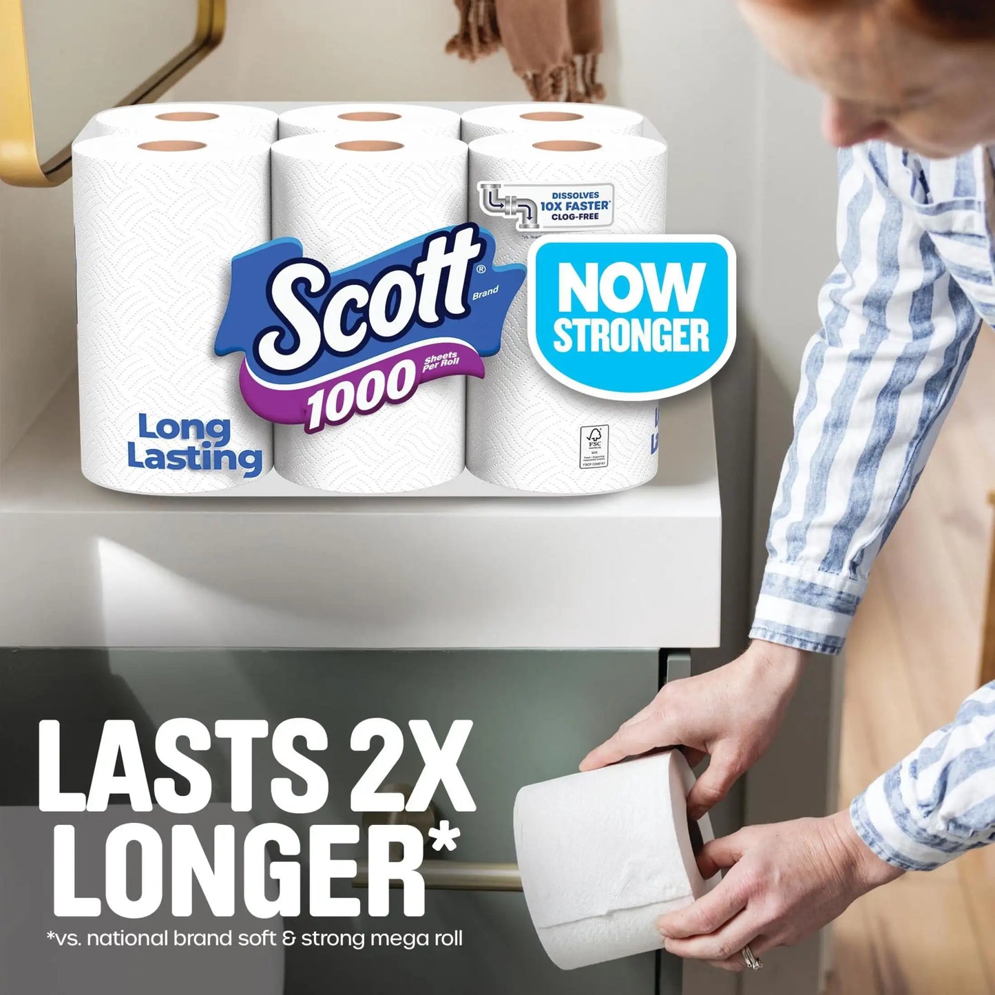 Toilet Paper 24 Rolls 1000 Sheets per Roll Bathroom Tissue Soft 2 Ply 12 Pack Double Roll 4 Rolls Bulk Pack