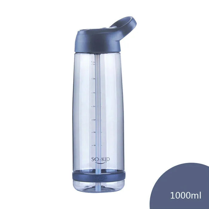 Outdoor Water Bottle with Straw Sports Bottles Leak Proof Eco-friendly Children School with Lid Hiking Camping Plastic BPA Free