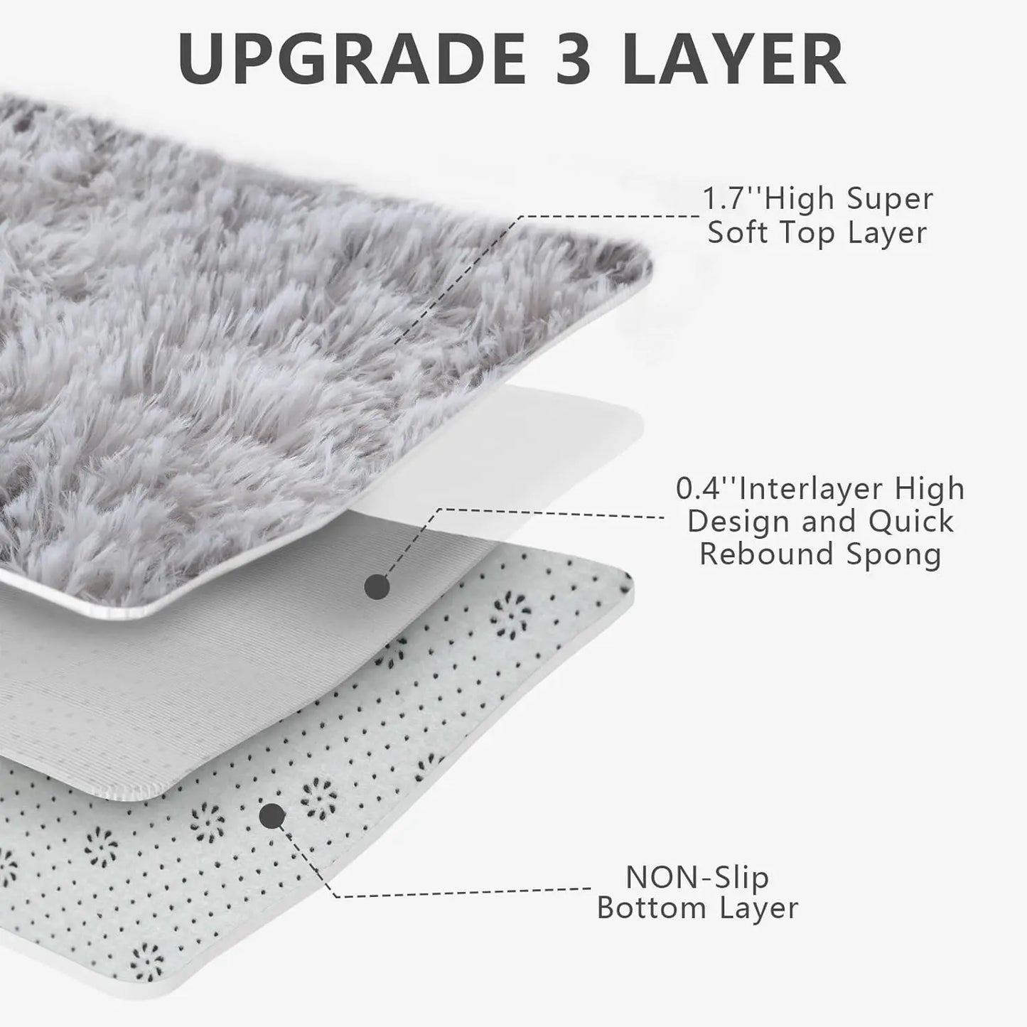 Ultra Soft Fluffy Shag Area Rug, 8x10 Tie-Dye Grey, Non-Slip Carpet for Bedroom Living Room Nursery Kids Girls Home Decor
