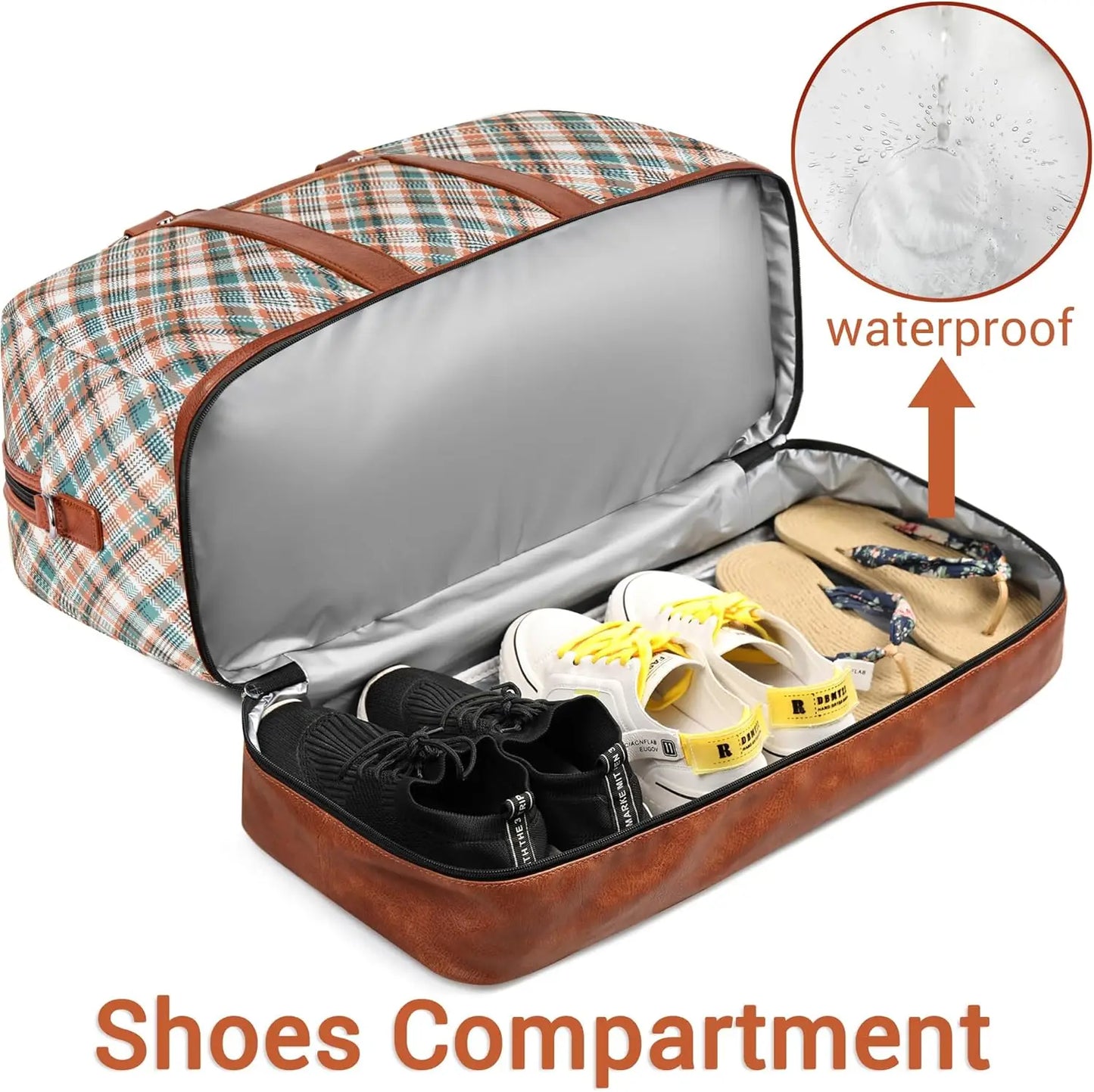 Women's Large Canvas Weekender Bag with Shoe Compartment, 21" 3-Piece Travel Set