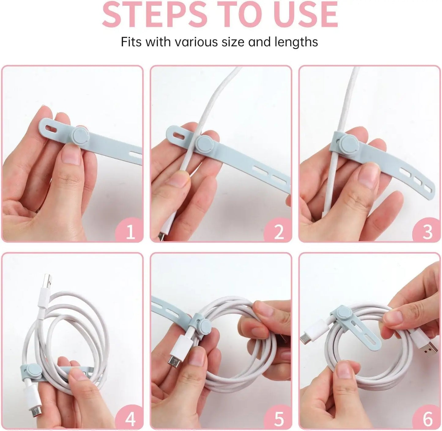 25 Pcs Silicone Cable Ties Reusable Cord Wraps for Electrical Cords, Earphone and Phone Charger Organizer with Locking Buckle