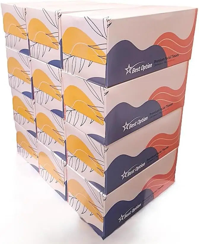 Soft 2-Ply Facial Tissue, White, 230-Count Box for Bathroom, Office, School, Bulk Pack of 12