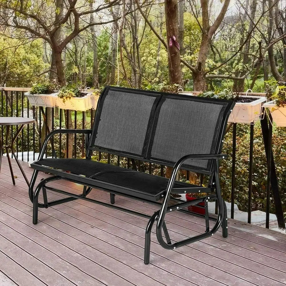 2-Person Porch Swing Glider Bench, Outdoor Loveseat Patio Rocking Chair