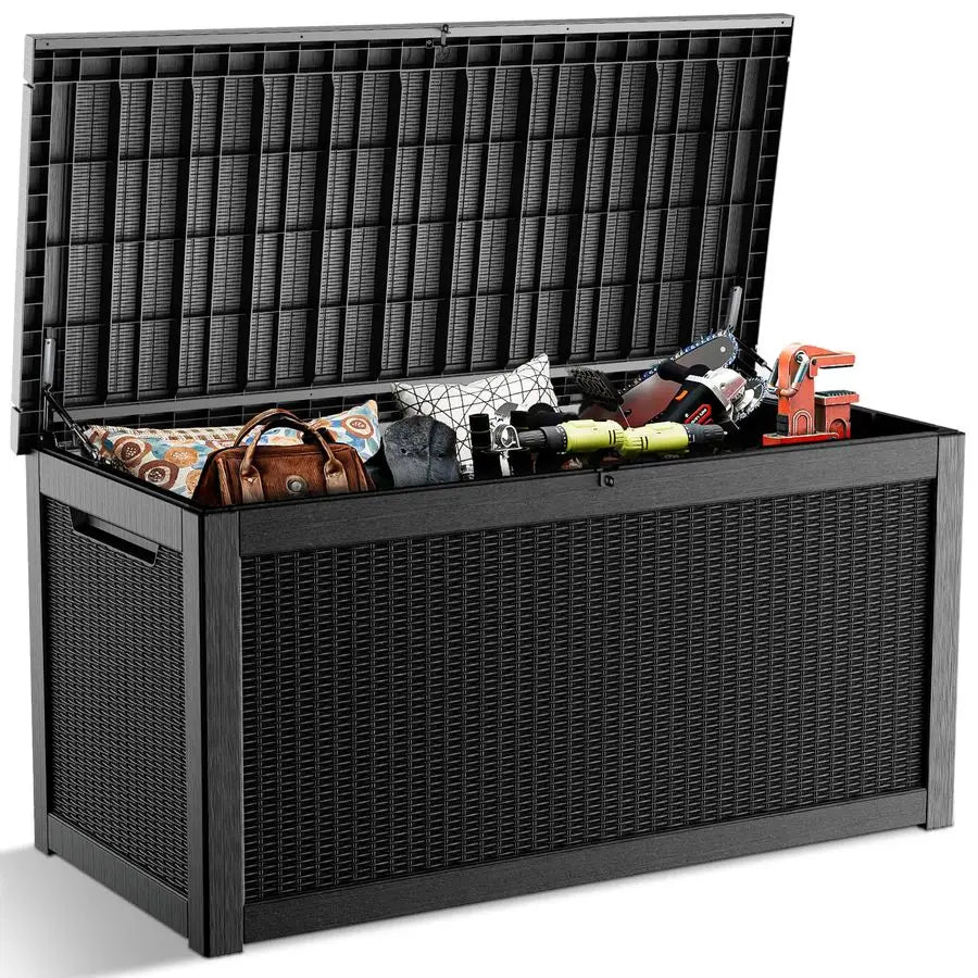 Gallon Outdoor Deck Box, Lockable Waterproof Outdoor Storage Boxes For Garden Tools,Indoor Cushions,Accessories Outside Storage
