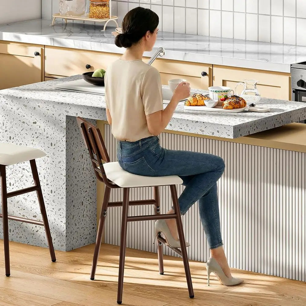 Bar Stools, Set o 2 Barstools, Bar Chairs with ootrests, Rattan Bar Stools, Bar Chairs with Backrests, or Dining Room, Kitchen,