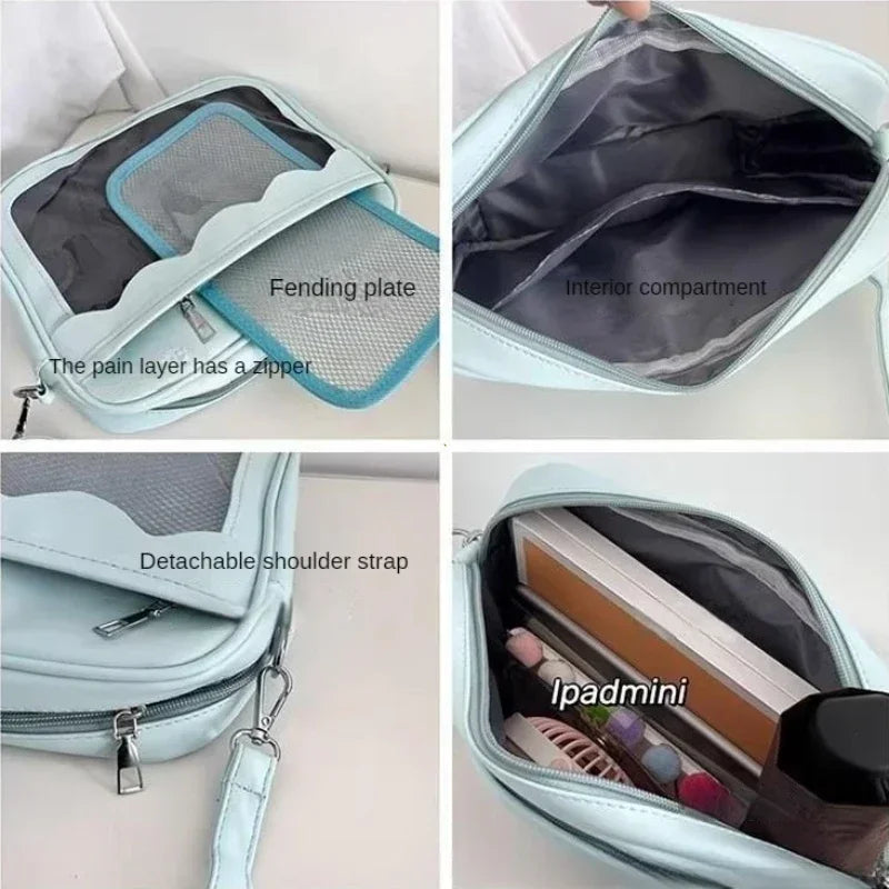 Japanese Harajuku Women's Ita Bag PU Transparent Pocket Itabag High School Girl Uniform JK Crossbody Shoulder Bag Handbag