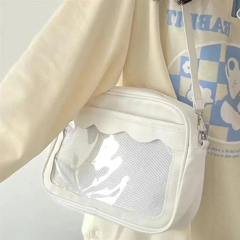 Japanese Harajuku Women's Ita Bag PU Transparent Pocket Itabag High School Girl Uniform JK Crossbody Shoulder Bag Handbag