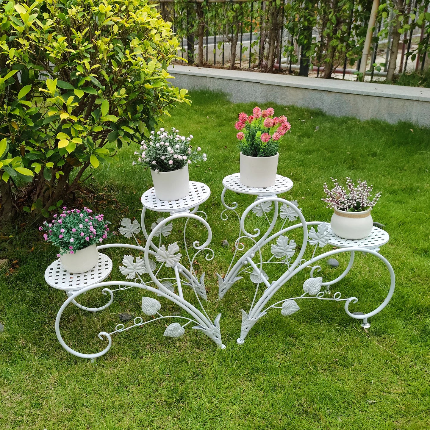 2PCS Classic Tall Plant Stand Art Flower Pot Holder Rack Planter Outdoor Indoor Patio