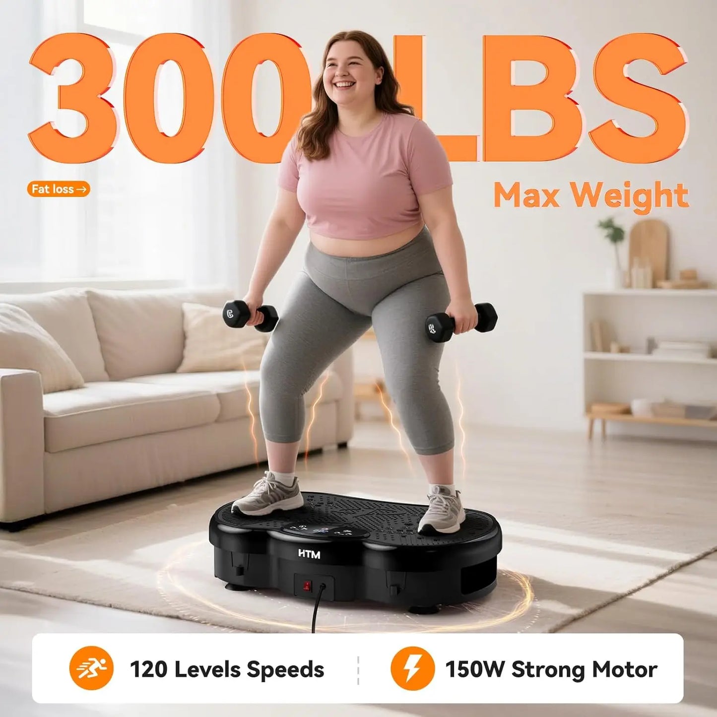 Vibration Plate Exercise Machine Whole Body Weight Loss Vibrator 120 Speed Levels Calorie Tracking Workout Power Fitness Plate