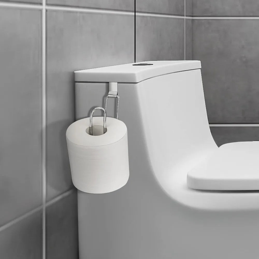 Space-Saving Toilet Paper Holder, Over the Tank Storage, Easy Install, Chrome