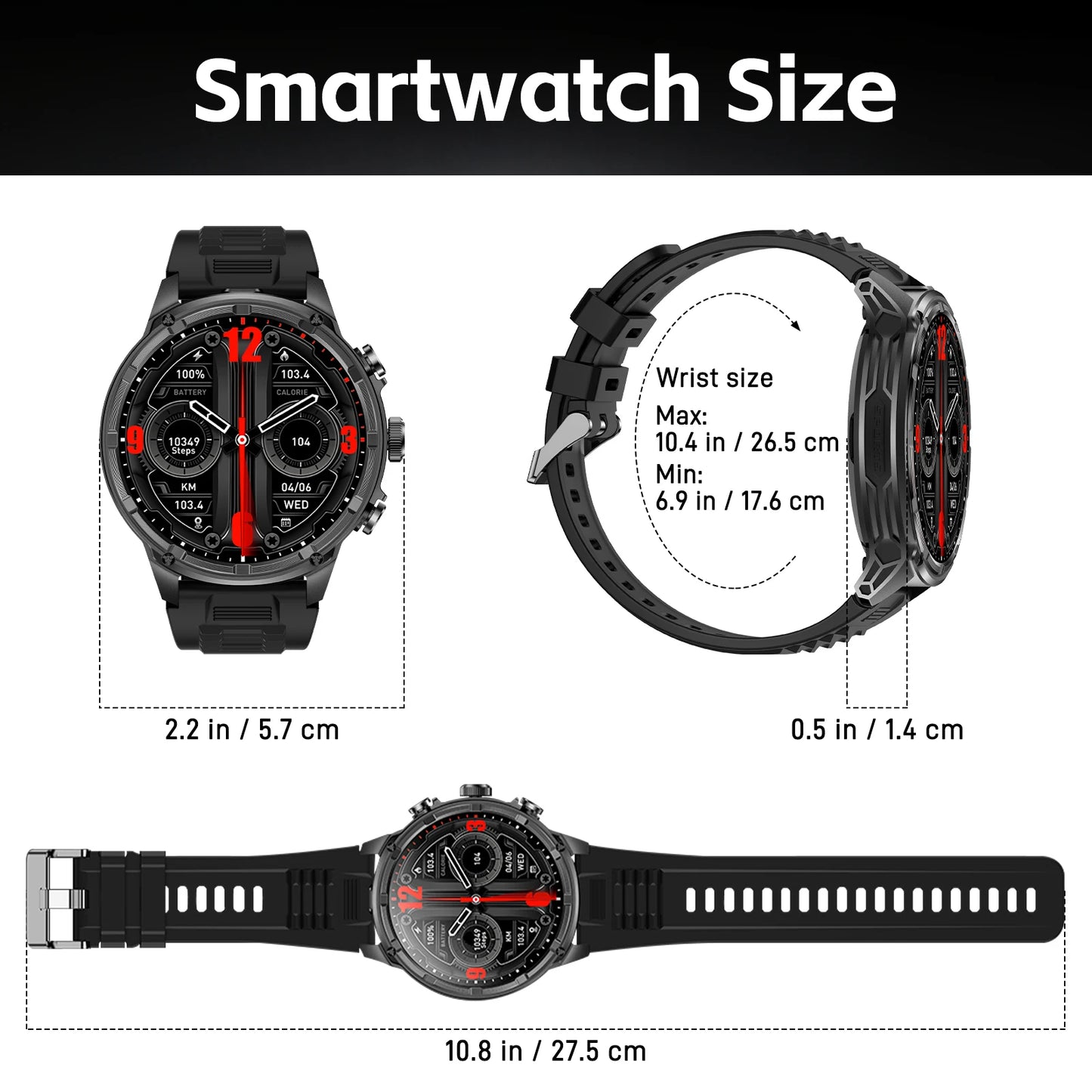 LaNikar New Military Smart Watches for Men 1.85”HD Rugged Smart Watch 710mAh Battery 100+ Sports Modes Heart Rate Sleep Monitor