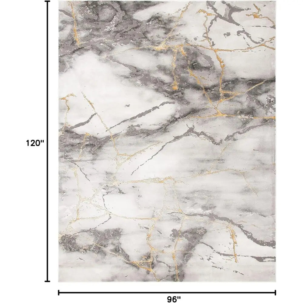 Area Rug 8' x 10', Grey & Gold, Modern Abstract, Non-Shedding, Easy Care, Ideal for Living Room, Bedroom (CFT877F)