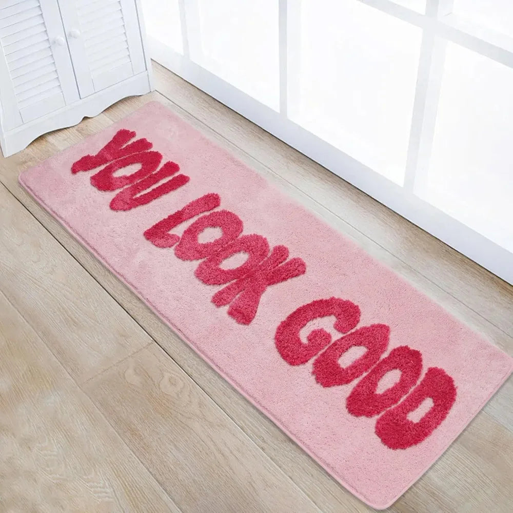 You Look Good Pink Carpet Bathroom Floor Mat Long Carpet Pink Bedroom Carpet Carpet for Live Room Bedside Rug Home Decoration