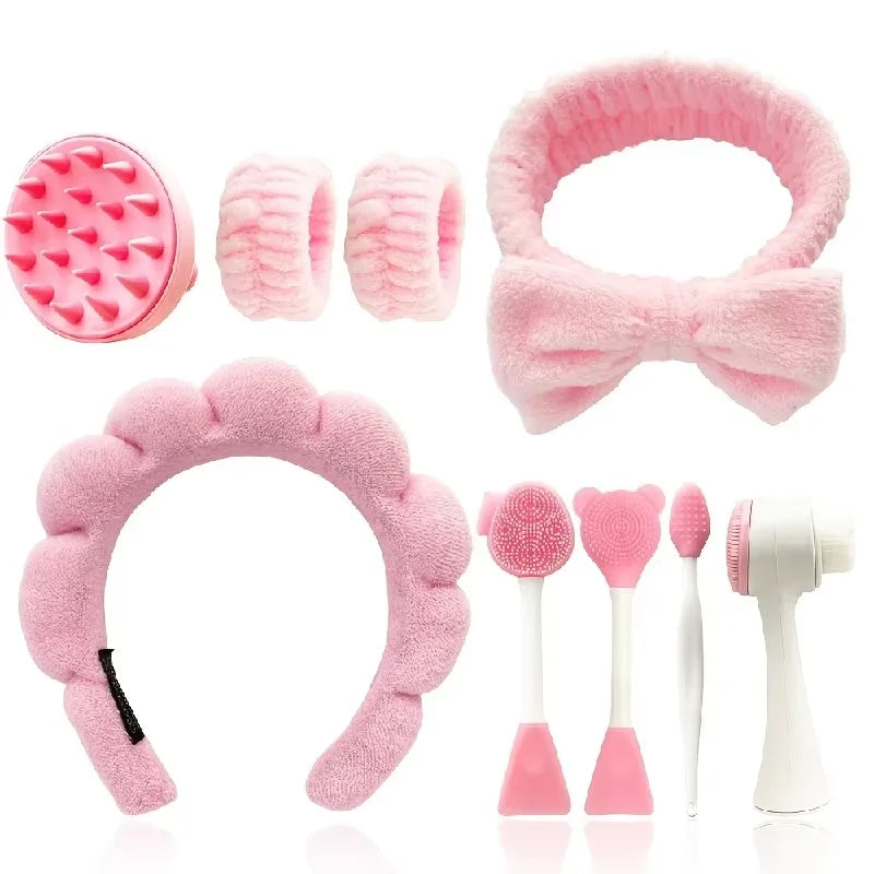 9-piece Beauty Makeup Set, Makeup Kit, Including A Four-piece Headband Set, Face Wash and Massage Tools, Etc. Makeup Accesories