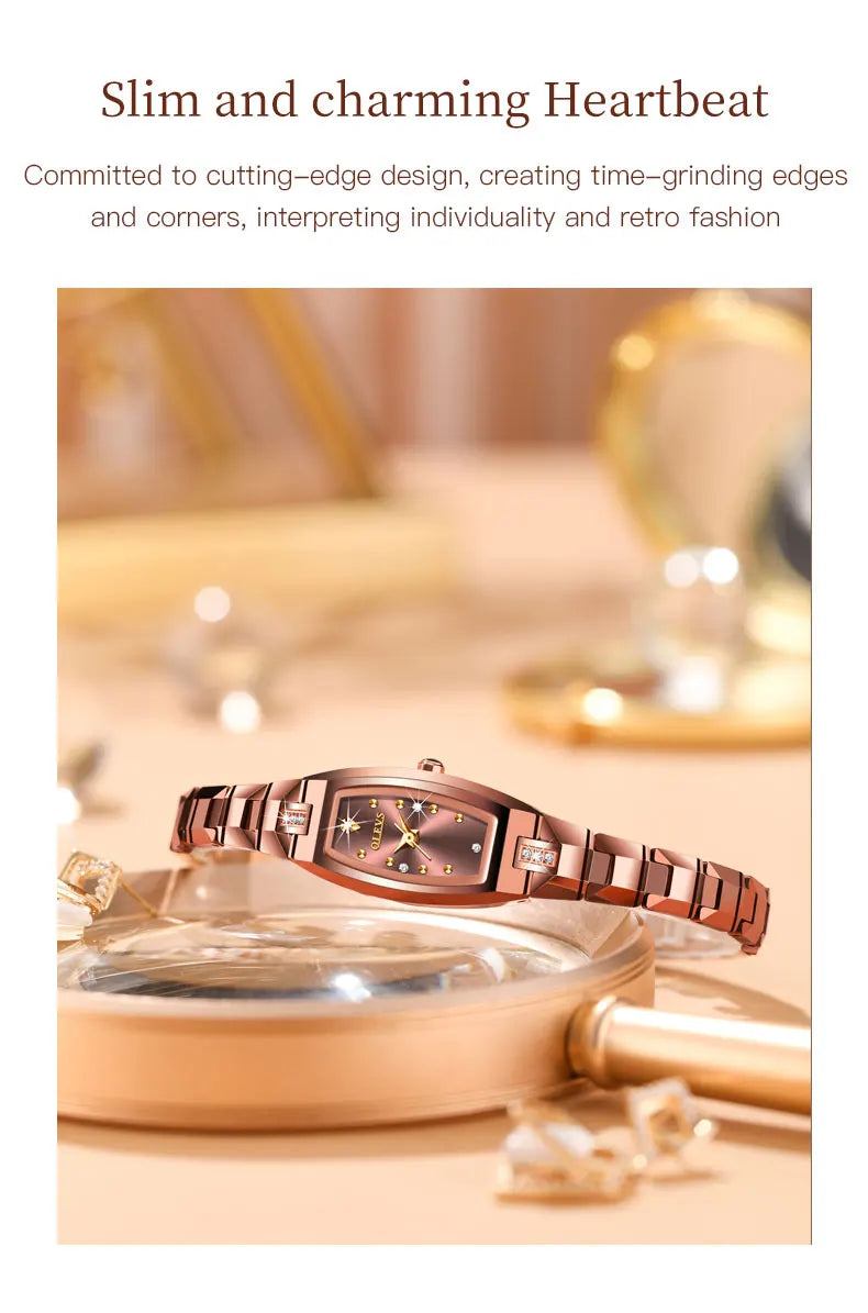 OLEVS 5501 Women Watch Fashion Tungsten Steel Brand Luxury Waterproof Watch Elegant Rose Gold Diamond Noble Women Quartz Watch