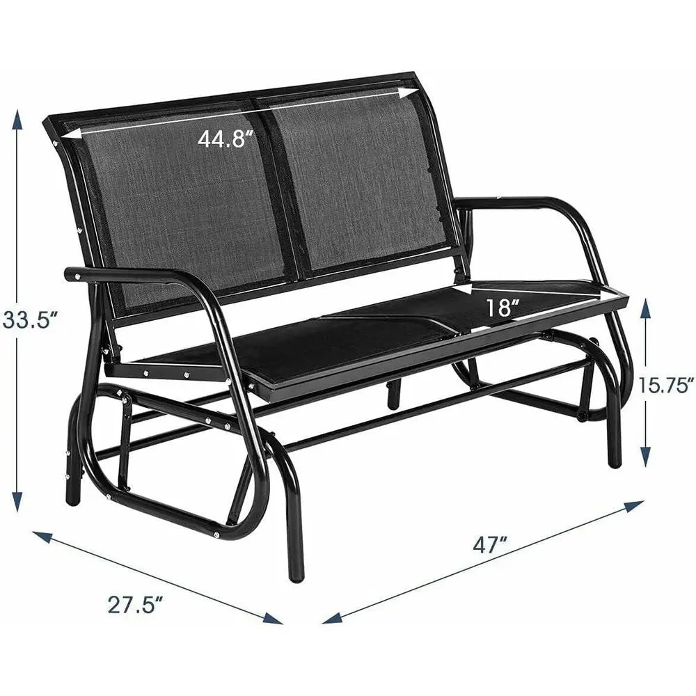 2-Person Porch Swing Glider Bench, Outdoor Loveseat Patio Rocking Chair