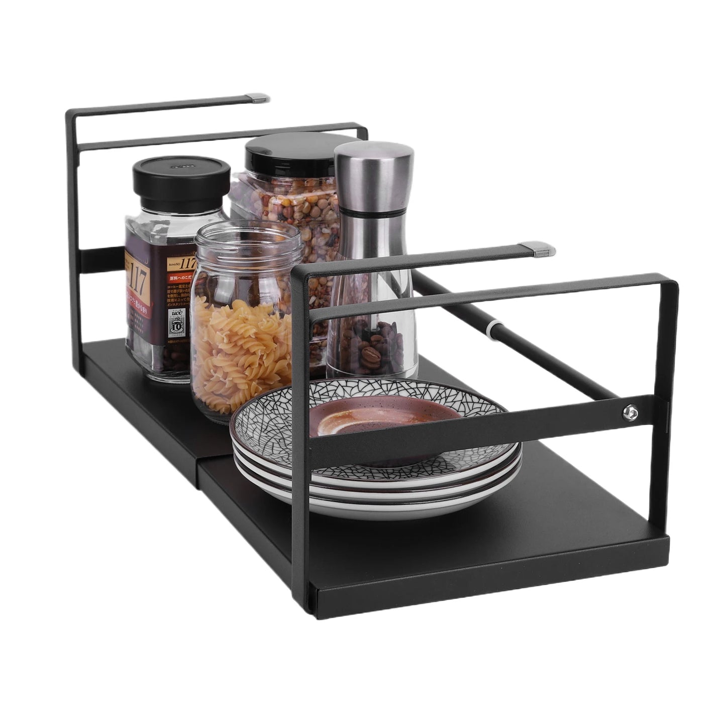 Expandable Cabinet Organizer Shelf Retractable Storage Shelf Seasoning Bottle Storage Rack for Kitchen Pantry Office