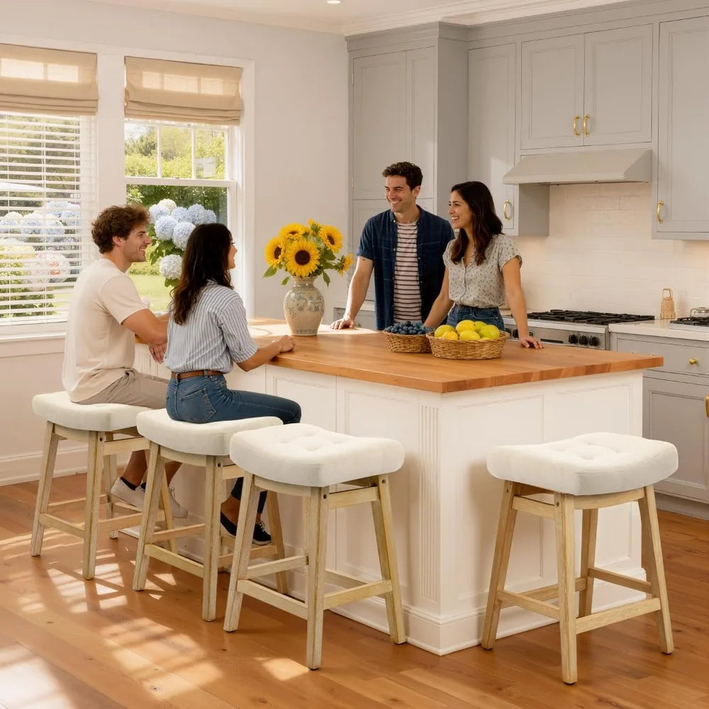 Counter Height Bar Stools Set of 6 for Kitchen Counter, Backless Farmhouse Island Short Barstools No Back with, Customized