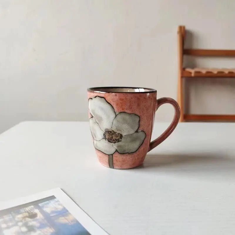 Ceramics 12oz Cappuccino Mug, Coffee & Tea Mugs, Microwave Dishwasher Safe, Perfect for Kitchen or Cafe in Red Blue Green Pink