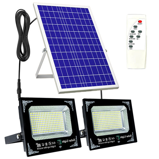 Powerful Led Solar Light High Bright 2 Head 6000mah Flood Light Waterproof Outdoor Garden Wall Light For Indoor Shed Barn Room