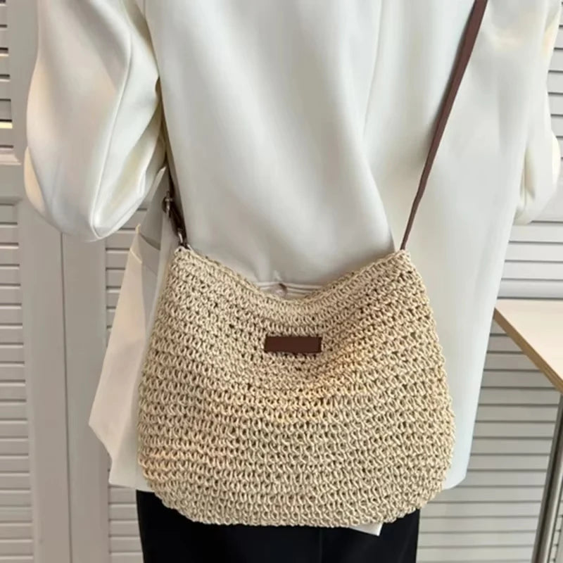Elegant Light Paper Rope Bag - Bohemian Handmade Style, Hot-Selling Beach/Casual Bag (Crossbody & Shoulder Tote)
