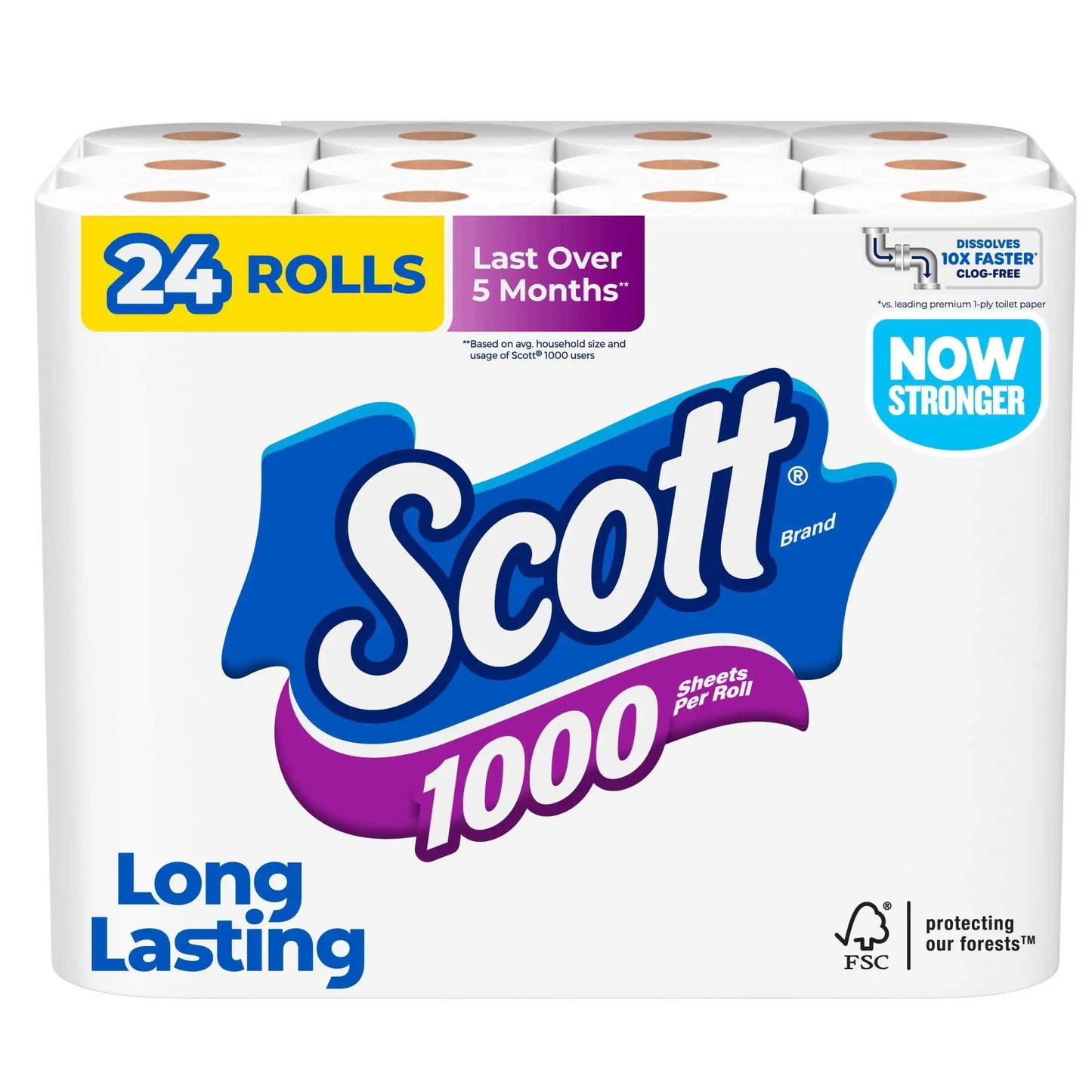 Toilet Paper 24 Rolls 1000 Sheets per Roll Bathroom Tissue Soft 2 Ply 12 Pack Double Roll 4 Rolls Bulk Pack
