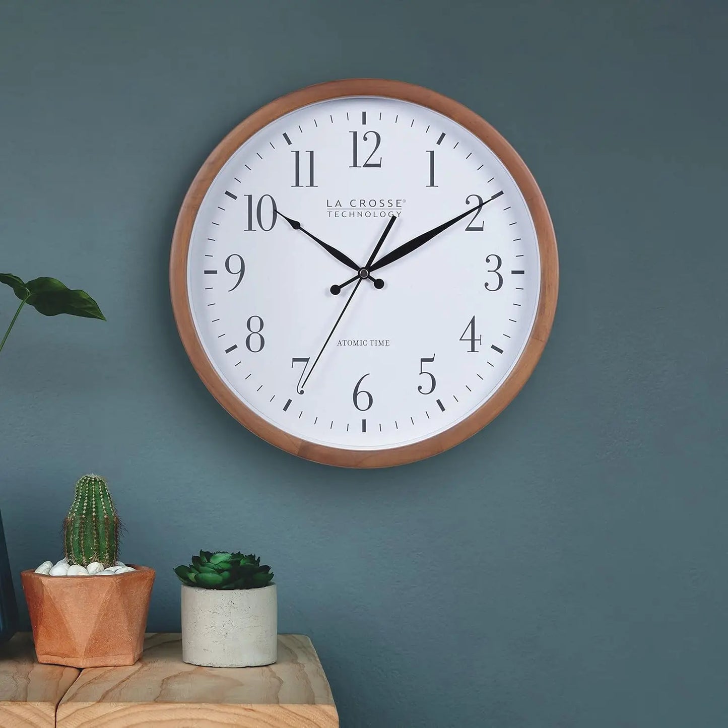 Atomic Analog Wall Clock, Wood, 12.80" (404-50447)