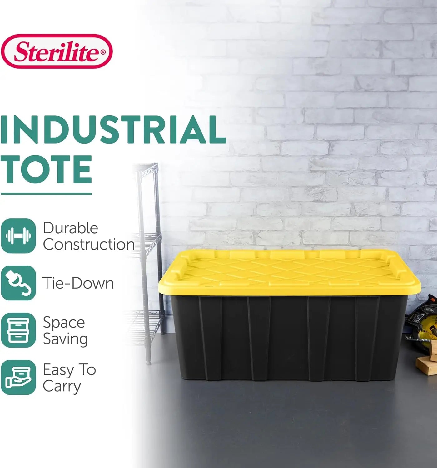 8-Pack Industrial Tote, Plastic Storage Container Bins with Lids, 38 Gallon - Heavy-Duty Organizing Containers for Closet, Bathr