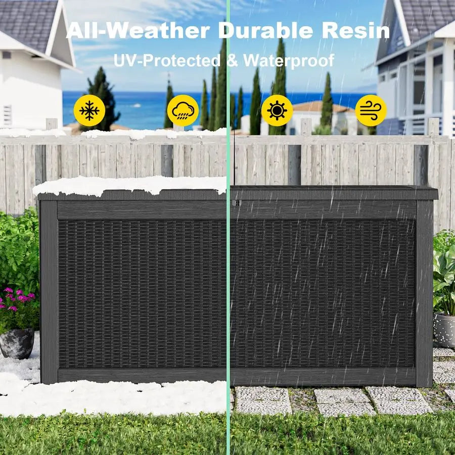 Gallon Outdoor Deck Box, Lockable Waterproof Outdoor Storage Boxes For Garden Tools,Indoor Cushions,Accessories Outside Storage