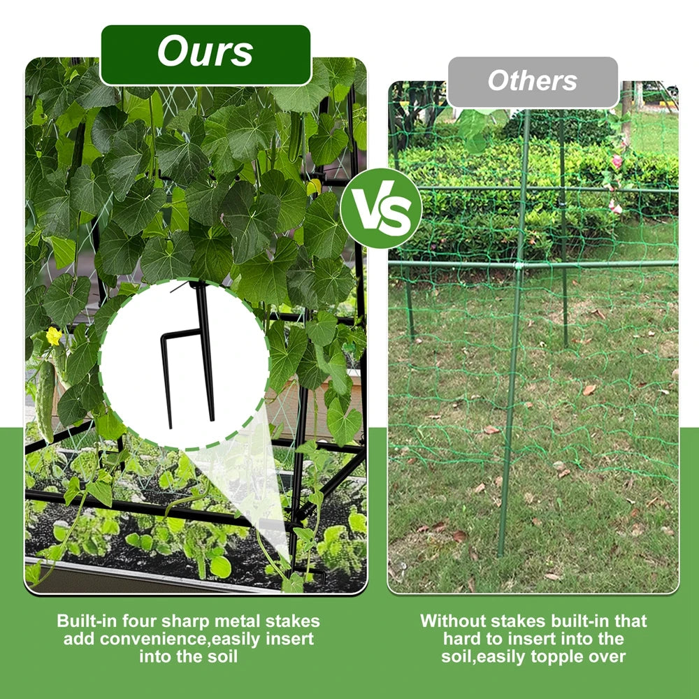 A-Shaped Metal Garden Trellis Climbing Plants Arch Outdoor Vine Plants Support with Netting