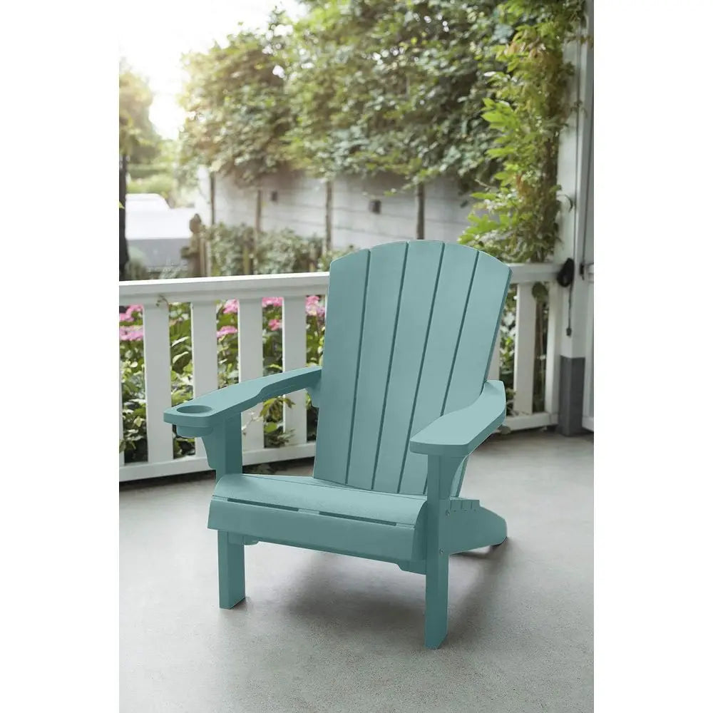 Resin Outdoor Patio Chairs with Cup Holders - Ideal for Beach, Pool, and Fire Pit Areas, Teal
