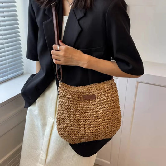 Elegant Light Paper Rope Bag - Bohemian Handmade Style, Hot-Selling Beach/Casual Bag (Crossbody & Shoulder Tote)