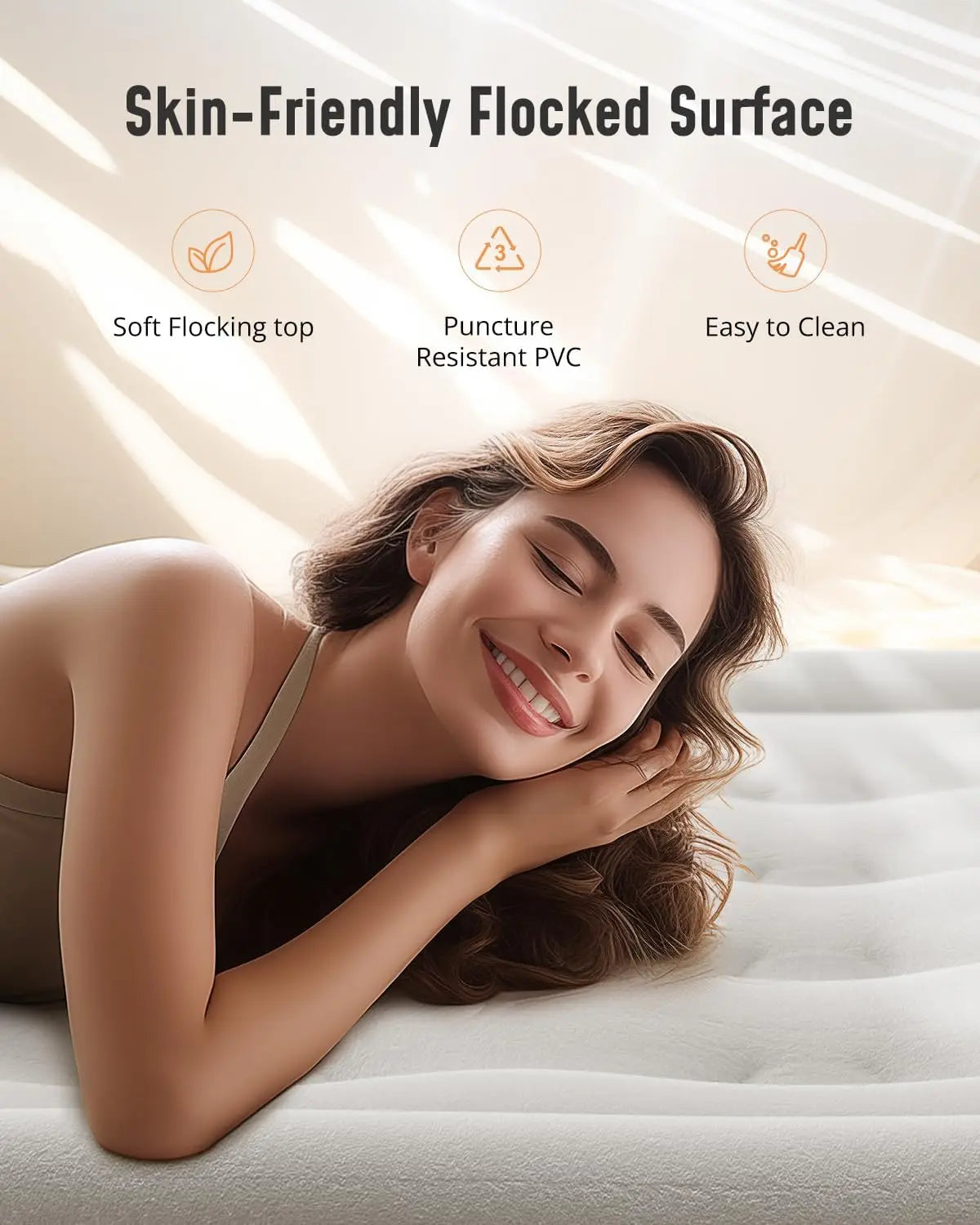 Full Air Mattress with Built-in Pump, 18" Quick Inflation Blow Up Bed for Guest Home Use, Portable Inflatable Mattress with