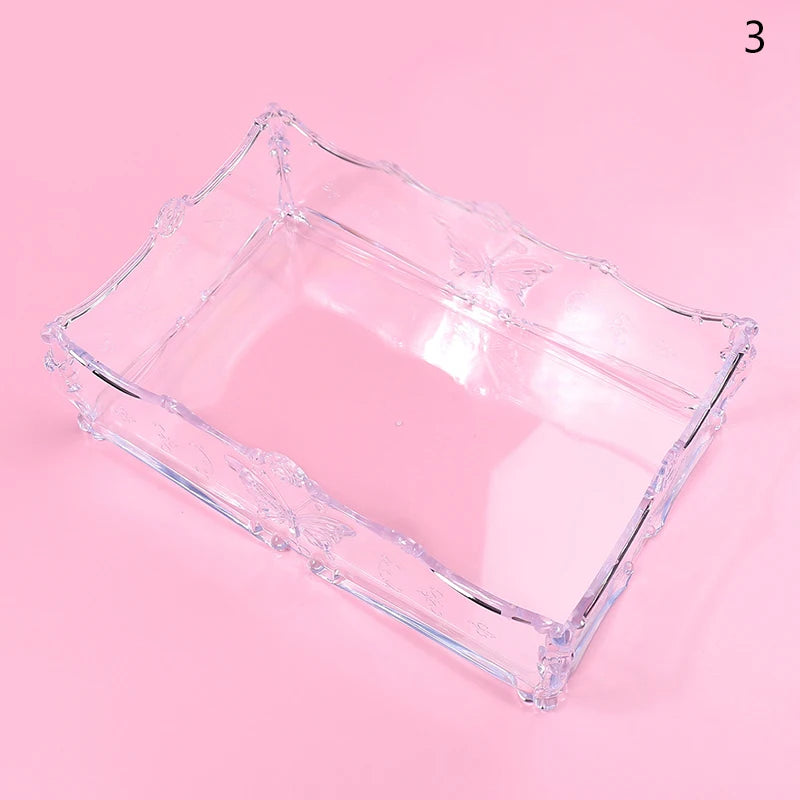 Cotton Pad Nails Storage Box Butterfly Transparent Pink Design Napkins Container Brush Organizer Makeup Case Nail Art Tools