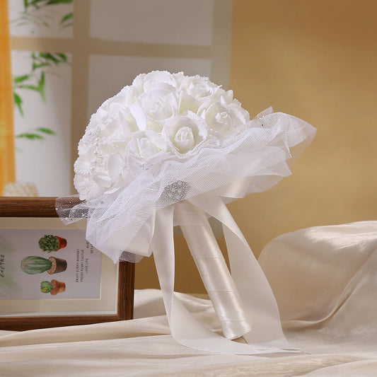 1pc bouquet of artificial hand bouquets, love, beautiful creative pearl design, suitable for the wedding bride and groom, weddin