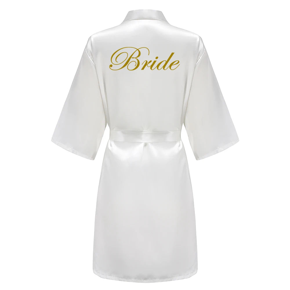 New Bathrobe Bride Satin-Silk Robe Women Bridal Party Sister Team Mother Shower Gift Bridesmaid Wedding Short Robes