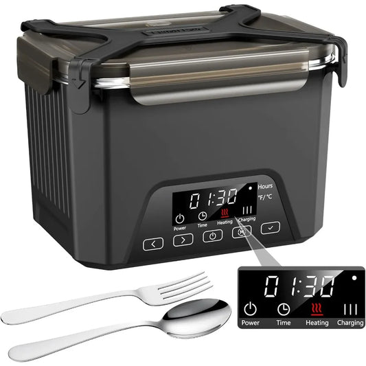 Cordless Electric Lunch Box, 1.2L Self Heating Lunch Box Battery Powered with Automatic Heating, BPA Free, Meal Prep Friendly (B