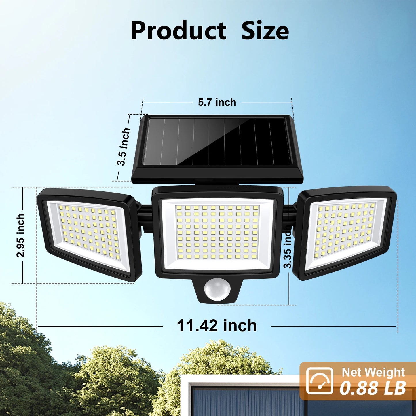 3 Pack Outdoor Solar Lights, Motion Sensor Security Lights for Porch, Garage, Yard Entrance, Patio