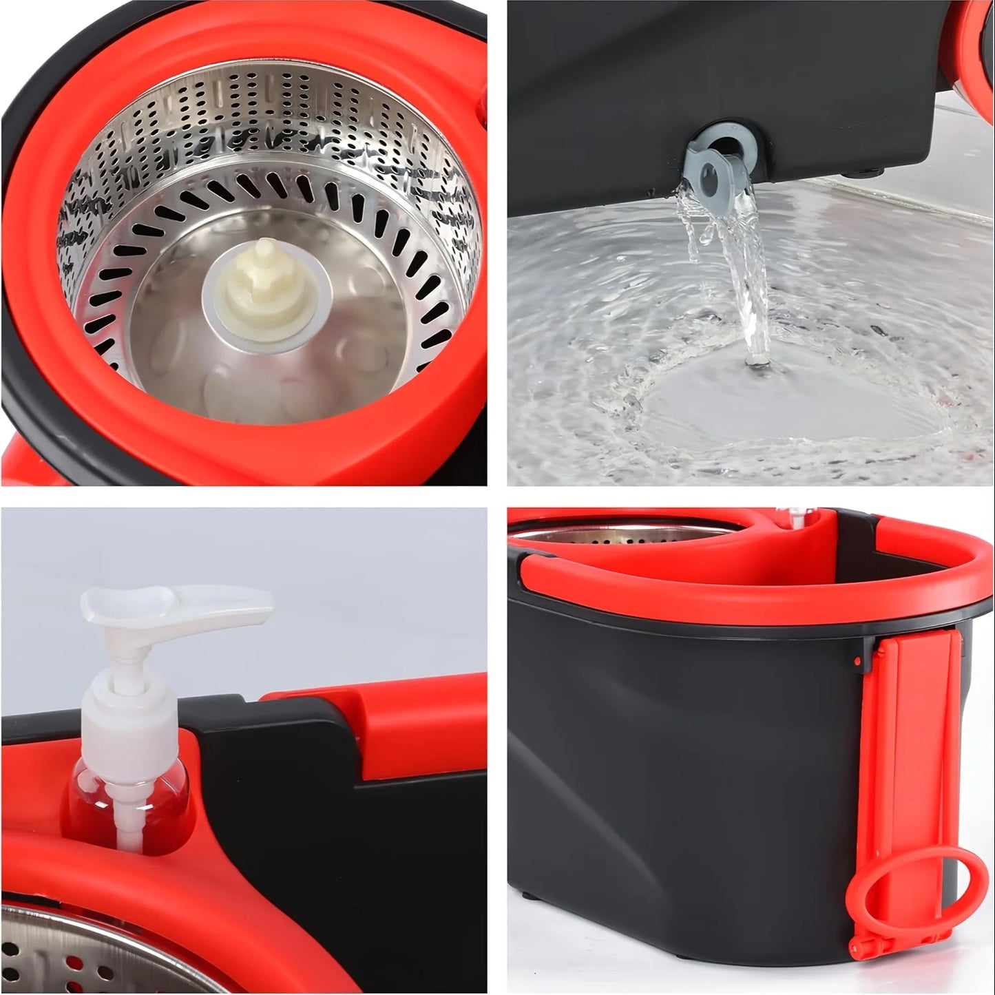 Spin Mop And Bucket with Wringer Set On Wheels, 360 Spinning Mop with Stainless Steel Handle for All Hard Surfaces