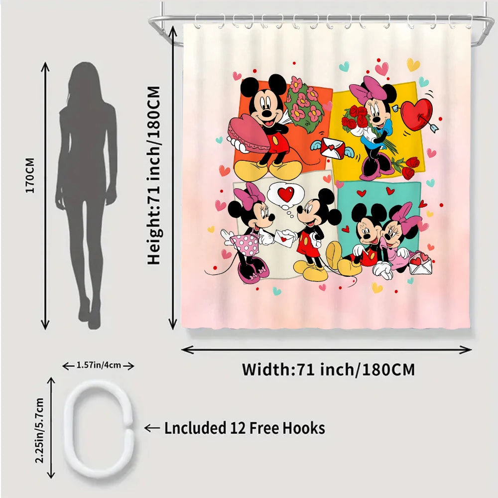 Disney Mickey Mouse Bathroom Four-piece Set - Avant-garde Waterproof Shower Curtain, creating a complete bathroom kit