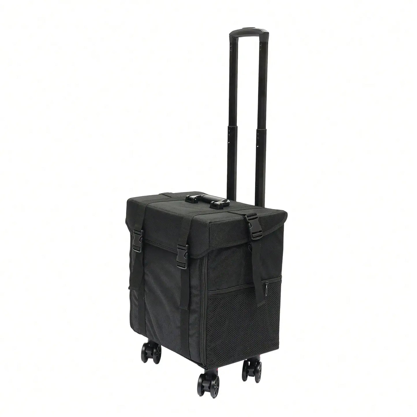 Professional Rolling Makeup Case w/ 8 Removable Drawers & 360° Wheels | Multi-Layer Cosmetic Trolley Black for Bridal MUA Travel