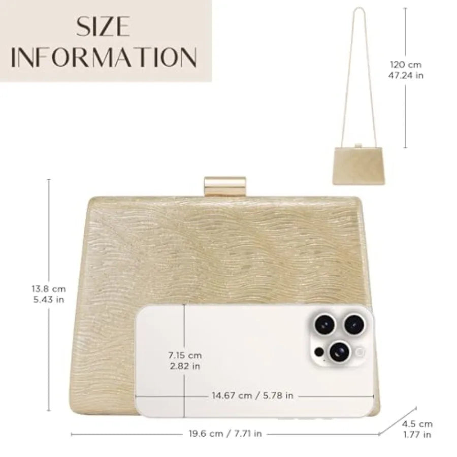CHUNLI Clutch Purses for Women Sparkly Evening Bag with Detachable Chain for Weddings Proms Formal and Parties