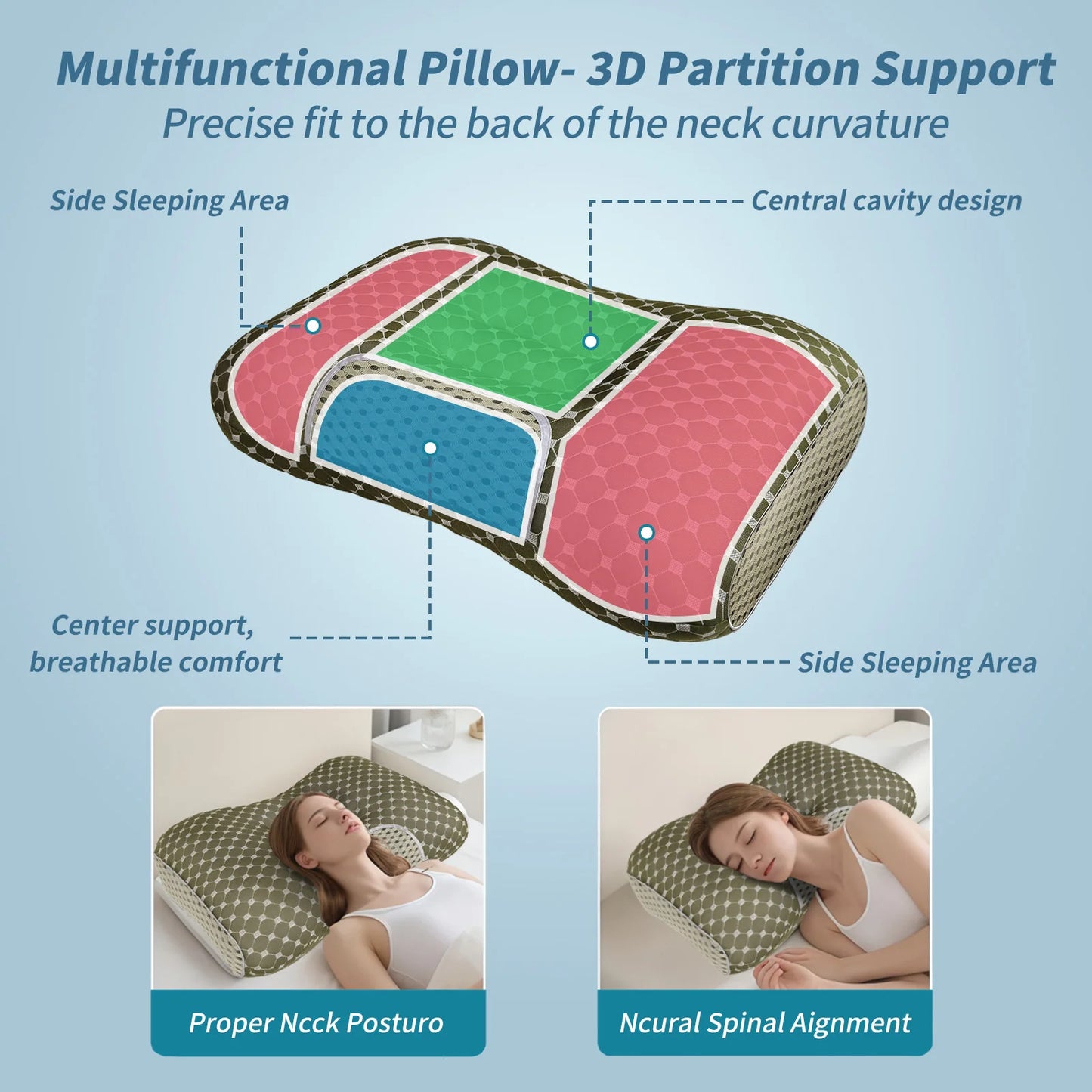 Buy one, get one free! Couple's Soft Knit Neck Massage Pillow - Adjustable ergonomic design for enhanced sleep comfort.