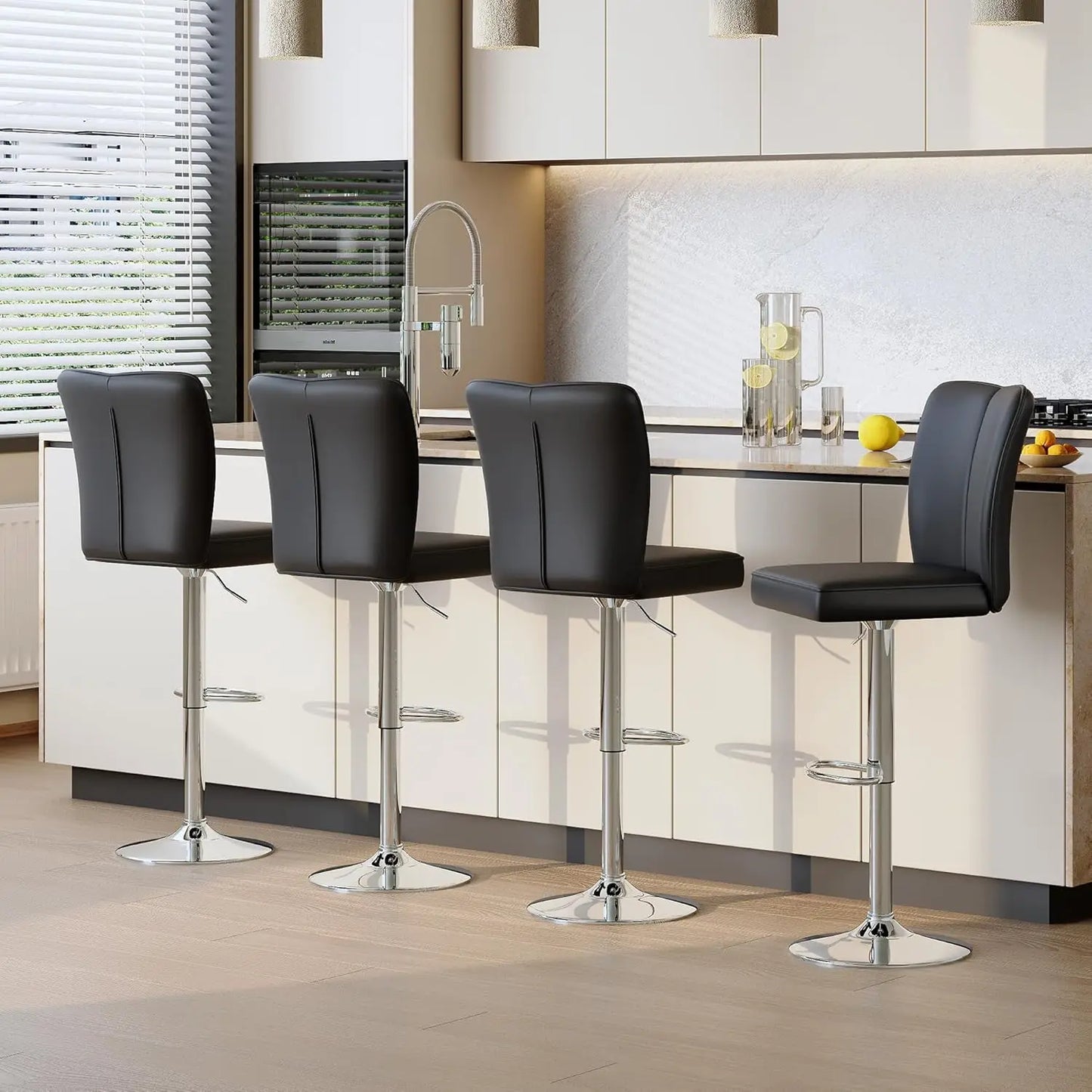 Counter Height Bar Stools Set of 4 - Kitchen Island Stools with Back,Black Barstools with Sturdy Metal Legs,Modern, Customized