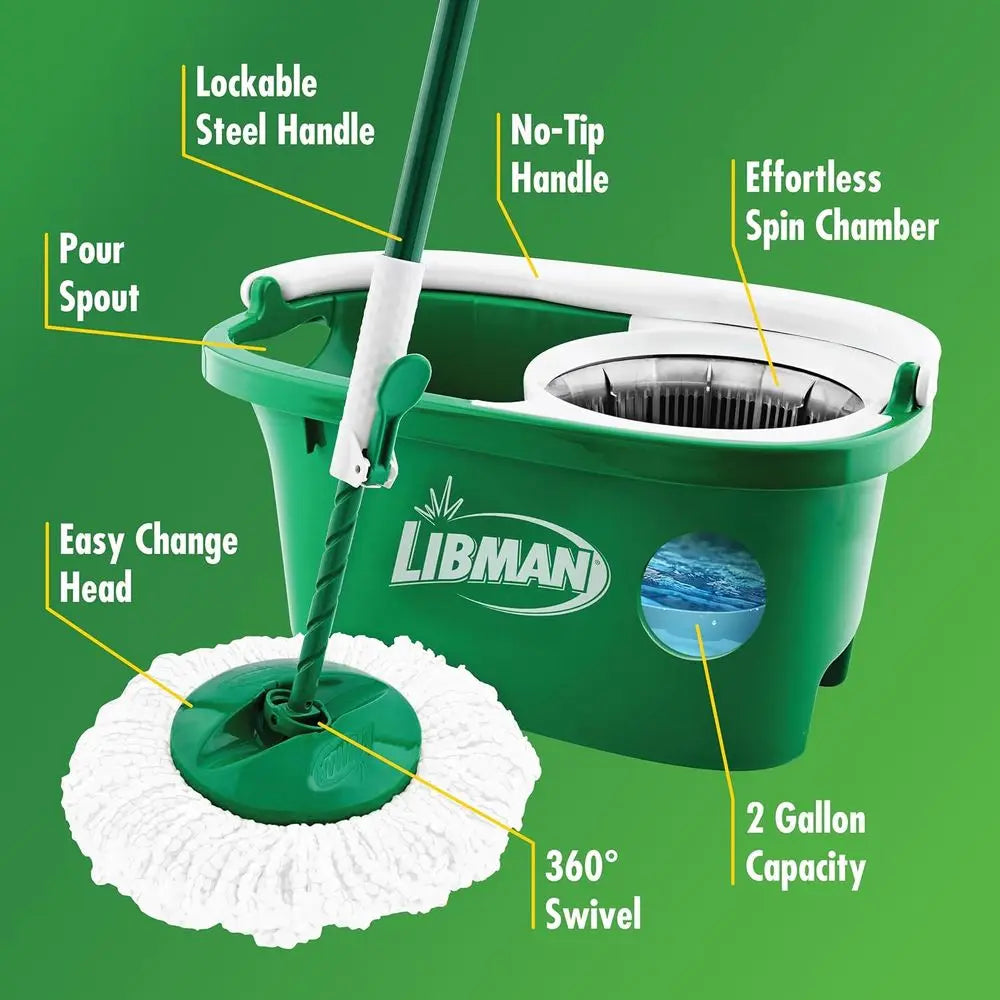 Tornado Spin Mop System, Mop and Bucket with Wringer Set, Hardwood Floor Cleaning, 2 Total Included
